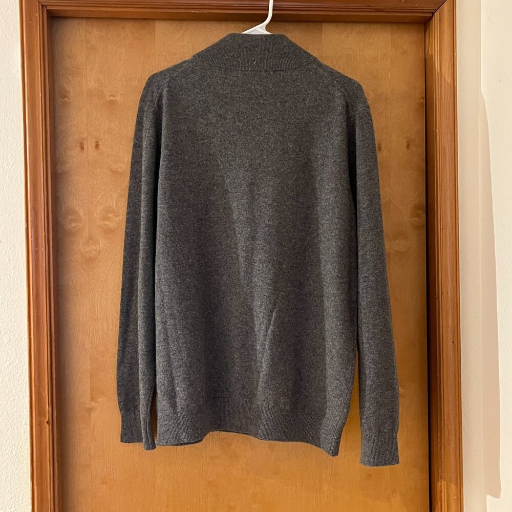 100% Cashmere 1/4 Zip Collared Sweater Jacket Men's Heather Grey M / L - Picture 5 of 6